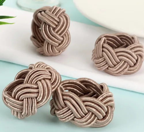 Miniatura 2 de Juego de 12 servilleteros bohemios elegantes, de rayón tejido a mano, color beige, resistente al desgaste, decoración de mesa para bodas, Navidad