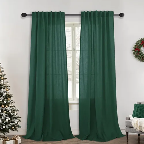 Miniatura 75 de Cortinas de lino azul claro de 90 pulgadas de largo para sala de estar, dormitorio de niñas, guardería, decoración acogedora de verano, bolsillo
