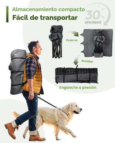 Miniatura 7 de Silla de campamento doble acolchada, sofá de campamento de gran tamaño para 2 personas con bolsa de transporte 2 en 1, silla de césped plegable Gris