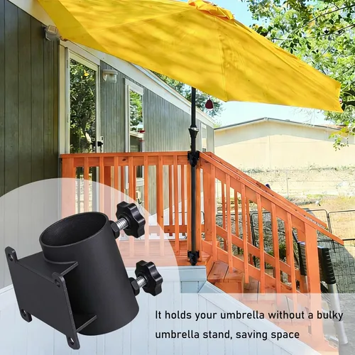 Miniatura 4 de Soporte resistente para sombrilla de patio, soporte para sombrilla de patio, soporte de montaje de abrazadera para barandilla de terraza, montaje