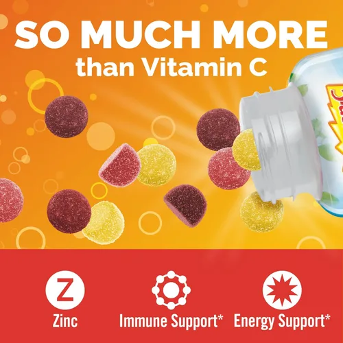 Miniatura 2 de Emergen-C Gomitas de vitamina C de 750 mg para adultos, gomitas de apoyo inmunológico, sin gluten, sabores de fresa, limón y arándanos, 45