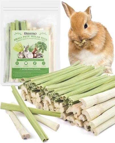 Miniatura 9 de Bissap 40 palitos masticables de conejo, 20 palitos masticables de bambú dulce y 20 tallos de papaya para conejo, hámster, chinchilla, conejillo