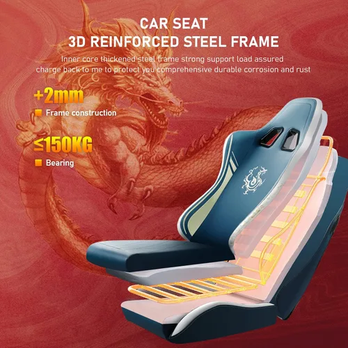 Miniatura 8 de GTPLAYER Silla de juegos con altavoces Bluetooth y reposapiés, silla de videojuegos de la serie Dragon, resistente, ergonómica, silla de oficina Azul