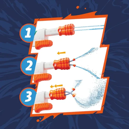 Miniatura 5 de SUPERSOAKER - Blaster de agua Nerf Super Soaker Hydro Frenzy , diversión sin límites 3 en 1, boquilla ajustable, 2 tubos de lanzamiento de agua
