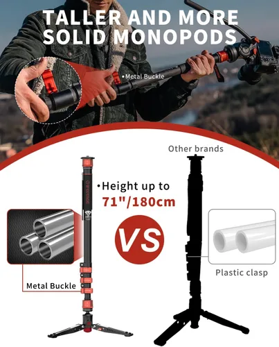 Miniatura 4 de IFOOTAGE Monopod para cámara de 71 pulgadas, Cobra 3 A180F, monopie de ajuste rápido con pies, bastón, trípode base CB3, para fotografía de cámara