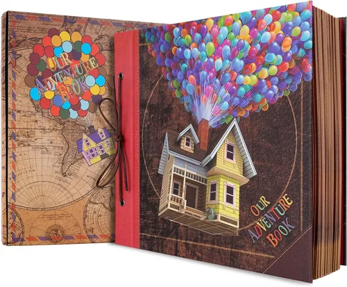 JIMBON Big Adventure Book - Álbum de fotos de 12 x 12 pulgadas, 60 páginas, letras retro en relieve 3D de tapa dura, libro de recuerdos de viaje