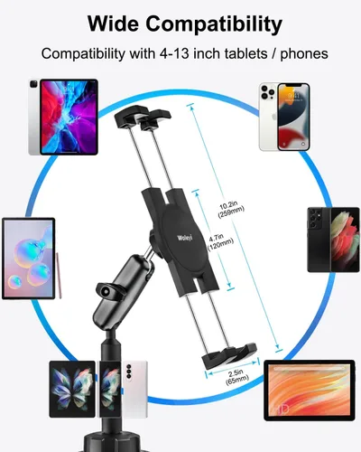Miniatura 7 de Soporte para tablet para soporte de coche, brazo de metal, resistente, ajustable, para tableta, camión, accesorios para tabletas de 4 a 13 pulgadas