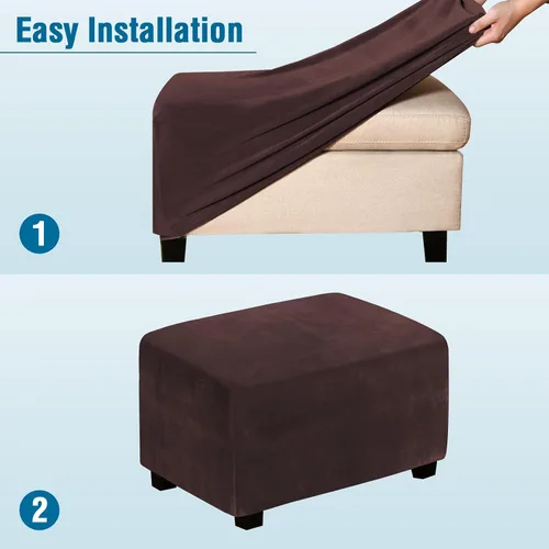Miniatura 5 de H.Versailtex. - Funda de terciopelo elástico ajustable, rectangular, para taburete o caja de almacenamiento,1 pieza, elástica, ajustable