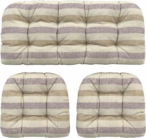 Miniatura 47 de RSH DECOR: Sunbrella 3-Piece Tufted Wicker Cushion Set 44" x 22" & 22" x 22" Outdoor Loveseat & U-Shaped Seat Cushions Crafted with