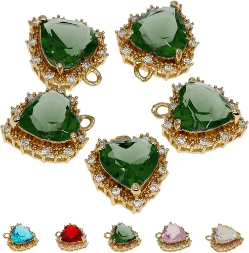 Miniatura 22 de Dijes de latón chapados en oro de circonita de cristal para hacer joyas, pulseras, collares, aretes, colgantes, suministros de manualidades