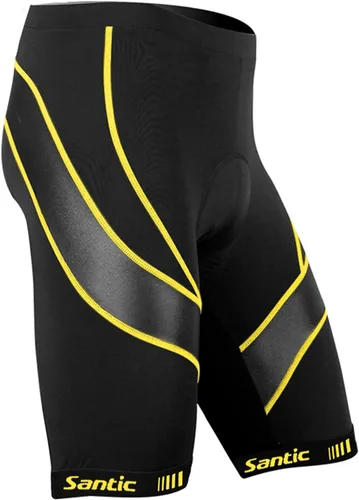 Santic Pantalones cortos de ciclismo para hombre, pantalones cortos de ciclismo acolchados para hombre, pantalones cortos de ciclismo transpirables