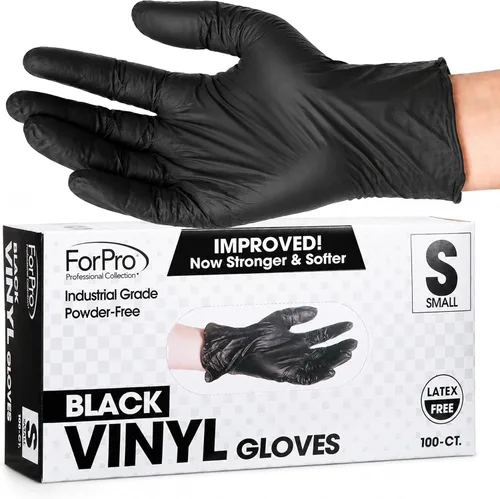 ForPro Disposable Vinyl Gloves, Industrial Grade, Powder & Latex Free, Non-Sterile, Food Safe, 2.75 Mil Palm, 3.9 Mil Fingers