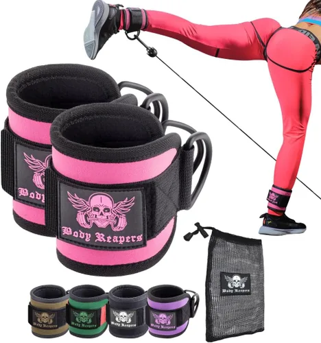 Miniatura 11 de Accesorio de cable de tobillo para gimnasio con correa ajustable, anillos en D dobles duraderos y diseño acolchado para ejercicios de glúteos