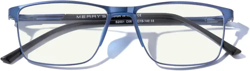 Miniatura 6 de MERRY'S Lentes de bloqueo de luz azul de moda, lentes de lectura, marco de metal, bisagra de resorte, lentes para hombres Azul-2.047 in