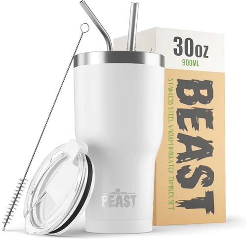Miniatura 78 de Beast Vaso Térmico de 30 oz de Acero Inoxidable con Aislamiento al Vacío para Café y Hielo de Doble Pared Termo de Viaje (Rojo Arándano)