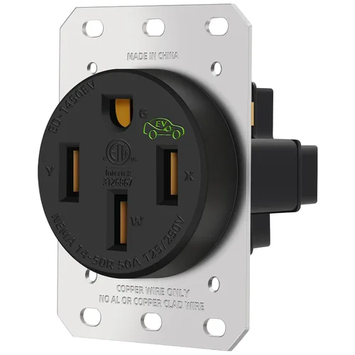 Miniatura 9 de Caja de toma de corriente RV de 30 amperios y 125 voltios, cerrada, con cerradura, resistente a la intemperie, NEMA TT-30R, panel de receptáculo