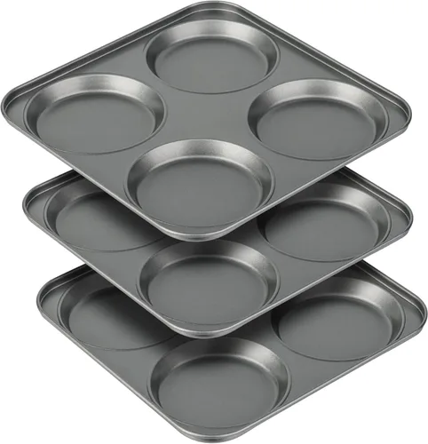 Tiawudi Molde para magdalenas, molde para pan de hamburguesa de 4 tazas, molde grande para whoopie pies, utensilios para hornear antiadherentes para