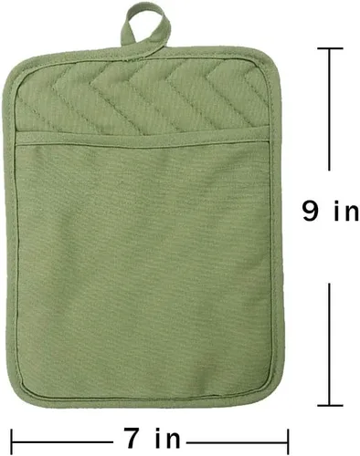 Miniatura 5 de Anyi Soportes para ollas resistentes al calor, almohadillas calientes de algodón para mostrador y mesa, color verde con bolsillo
