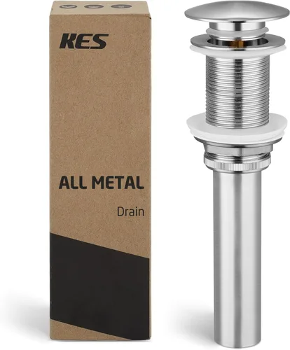 Miniatura 12 de KES Desagüe para lavabo con rebosadero, tapón emergente negro mate, paquete de 2 unidades para lavabo de tocador, tapón de drenaje de metal total