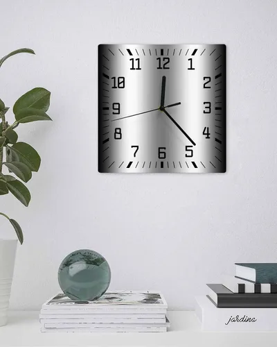 Miniatura 3 de Reloj de pared de madera blanco y negro degradado, silencioso, sin tictac, simple, abstracto, a rayas, estilo granja, cuadrado, funciona