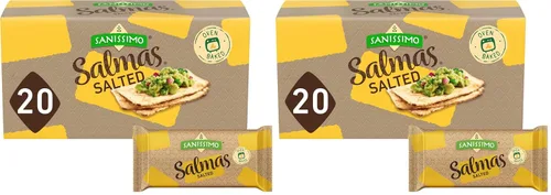 Sanissimo Salmas saladas, 40 paquetes de 3 galletas, galletas de maíz horneadas al horno, sin gluten, sin OMG, certificado Kosher