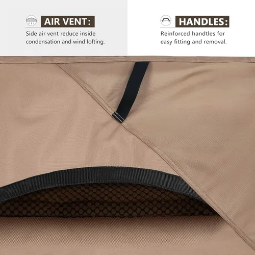 Miniatura 4 de ULTCOVER Cubierta redonda de 48 pulgadas para mesa de patio impermeable para conjunto de muebles de exterior Marrón
