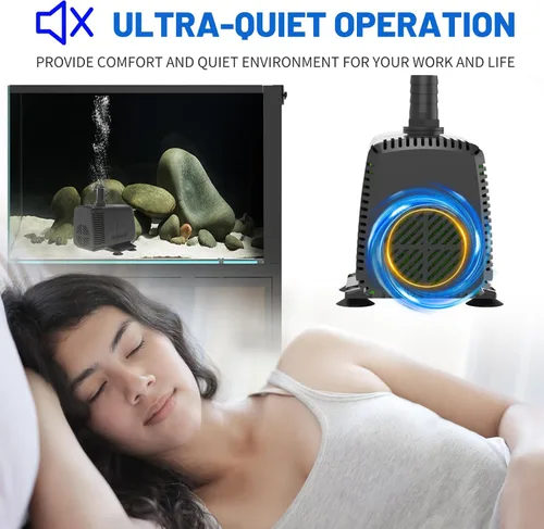 Miniatura 5 de Knifel Bomba sumergible 880GPH con apagado automático, elevación de 10 pies de alto para fuentes, hidroponía, estanques, acuarios y más