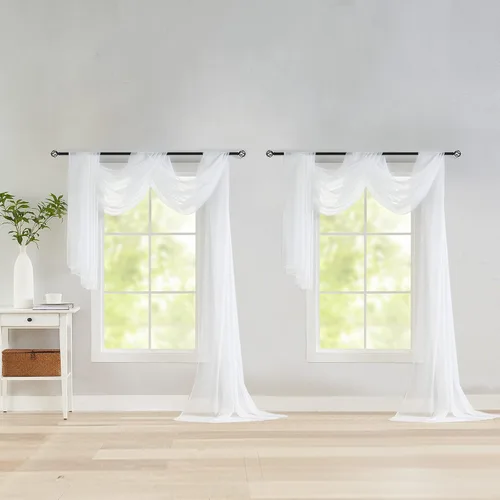 Miniatura 12 de poefun Cortinas transparentes negras para ventanas, toldo drapeado, cortina de cama, bufanda, camino de mesa de boda, sala de estar, dormitorio