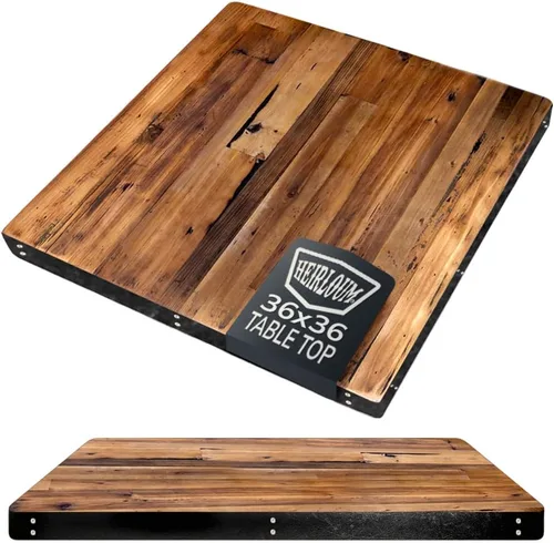 Miniatura 9 de Mesa de madera recuperada, pieza de madera reciclada rústica perfecta para cocinas, comedor y mesas auxiliares