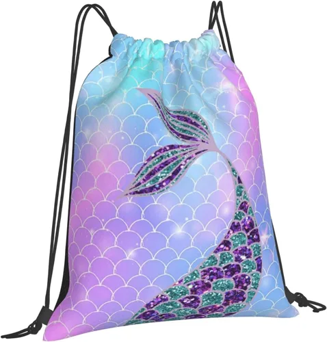Miniatura 2 de BWBFVPW Mochila con cordón de dinosaurio para niños, mochila de viaje, Sirena, Classic