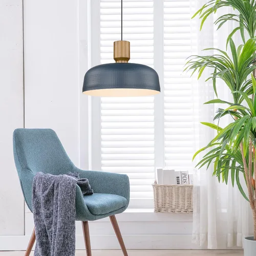 Miniatura 7 de Darkaway Lámparas colgantes industriales de gran tamaño con pantalla de metal martillado, 18.1 pulgadas, iluminación colgante grande azul para isla