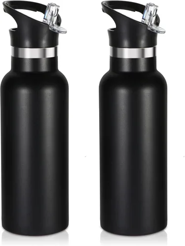 Miniatura 39 de Volhoply Botella de agua aislada para niños de 17 onzas, botellas de agua de acero inoxidable con tapa con pajilla, botella de agua de metal al