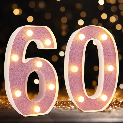 Miniatura 36 de Letras pequeñas de marquesina LED, letras iluminadas, letras LED de 8.58 pulgadas, letrero iluminado a pilas para mesa, fiesta, cumpleaños