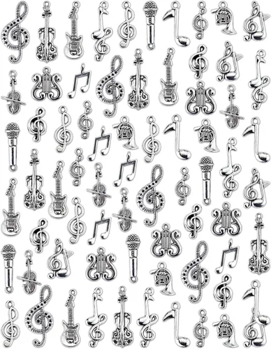 JIALEEY Dijes de música multiestilo para instrumentos musicales, notas, símbolos, colgantes para collares, pulseras, aretes, fabricación de joyas y