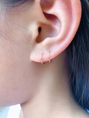 Miniatura 129 de Small Gold or Sterling Silver Huggie Hoop Earrings for Women Cartilage Nose Helix Tragus