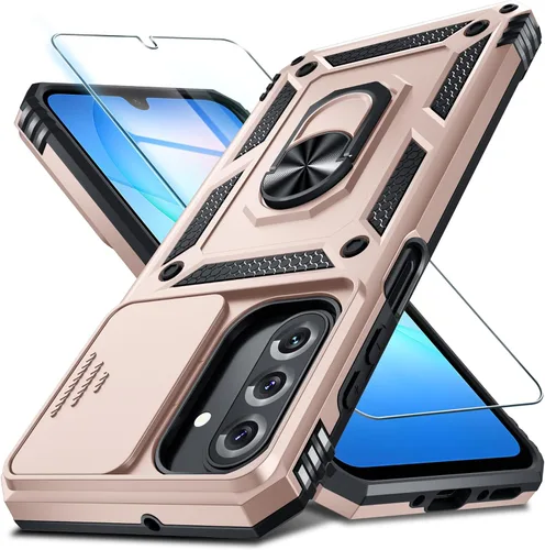 Miniatura 40 de Janmitta Compatible con Galaxy A15 5G Funda con Cubierta Deslizante Integrada para Lente de Cámara + Protector de Pantalla + Soporte de Anillo