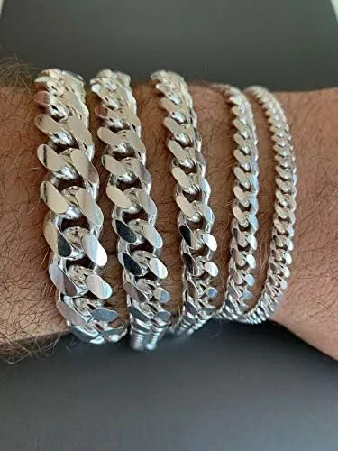 Miniatura 9 de Harlembling Pulsera de eslabones cubanos Miami de plata de ley 925 0197in 0236in 0315in 0394in 0472in 7 - 9 pulgadas fabricado en Italia para hombre
