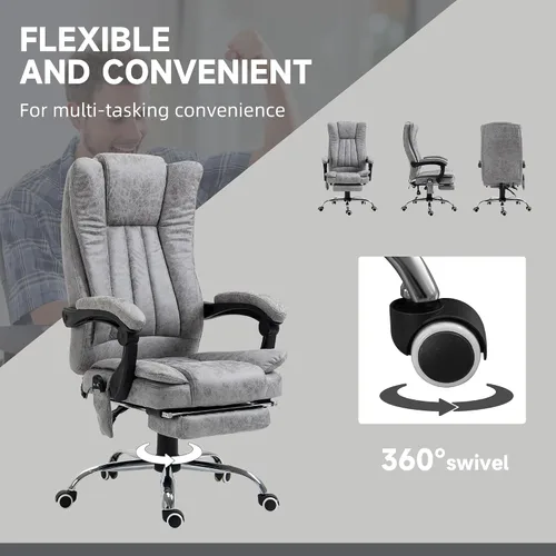 Miniatura 4 de Vinsetto Silla de oficina de masaje de vibración de 6 puntos, silla de computadora con respaldo alto con calor, altura ajustable, respaldo Gris