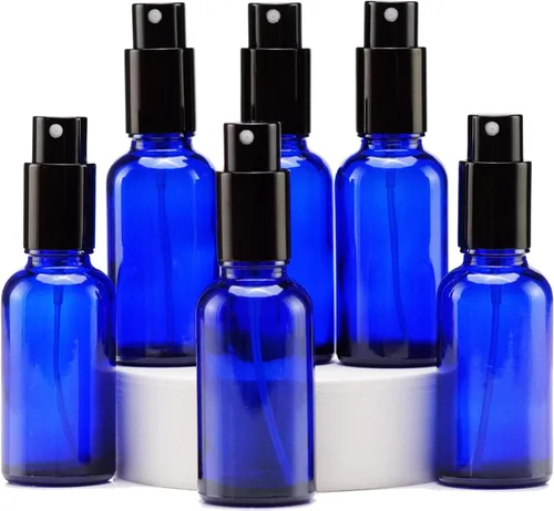 Miniatura 27 de YIZHAO Botellas de vidrio ámbar de 1 oz, con pequeño aerosol de niebla fina, tapa de metal, recargable para aceite esencial, viajes, limpieza