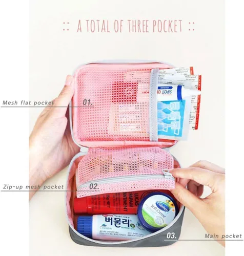 Miniatura 4 de Mini kit de primeros auxilios al aire libre rosa bolsa de viaje portátil organizador de medicina kit de emergencia kits de primeros auxilios