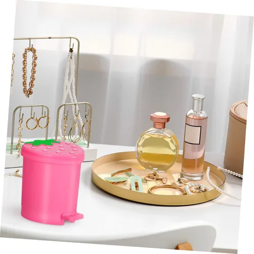 Miniatura 6 de Healeved Bote de basura de fresa, mini bote de basura para escritorio, baño, pequeño, para escritorio, automóvil, oficina, cocina, pequeño basurero