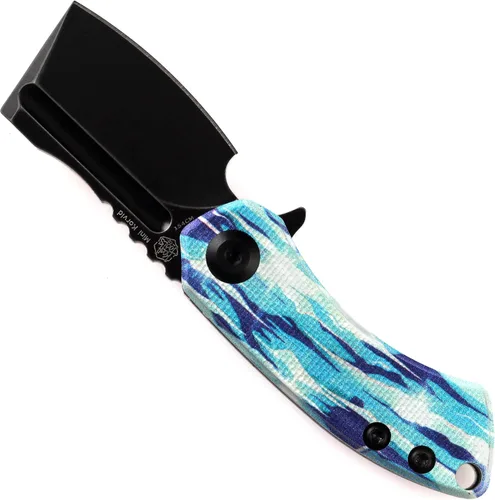 Miniatura 5 de KANSEPT Knives Mini Korvid Cleaver Mini cuchillo de bolsillo para hombre, 1.45 pulgadas, hoja negra lavada a la piedra de 60.6 in, jade G10