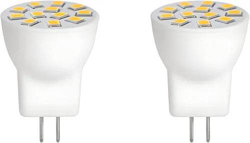 MR8 Bombillas LED 2W 12V Gu4.0 Bi-pin Bombillas LED Blanco Cálido 2700K-3000K para iluminación de paisaje de bajo voltaje al aire libre y luces de