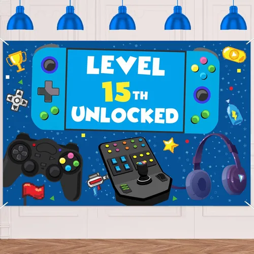 Miniatura 11 de Cartel de nivel 10 desbloqueado para cumpleaños número 10, telón de fondo, decoración temática de videojuegos, decoración para niños y niñas