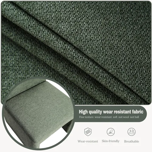 Miniatura 6 de RNKSFX Juego de 4 sillas de comedor tapizadas verdes, sillas de comedor modernas, sillas de cocina y comedor, sillas de comedor de lino con marco