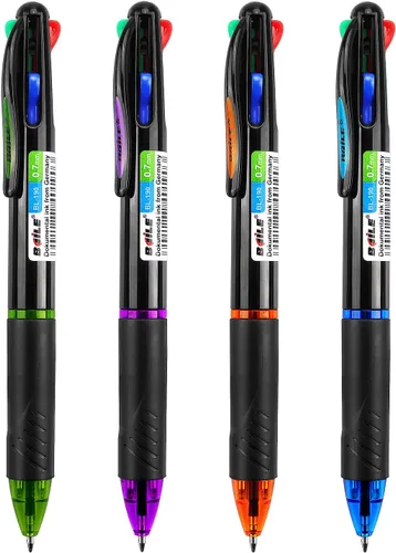 Bribobo Paquete de 4 Bolígrafos Multicolor 4 en 1 de 0.7mm Retráctiles de Colores Bolígrafos de Regalo para Oficina, Suministros Escolares, Regalo
