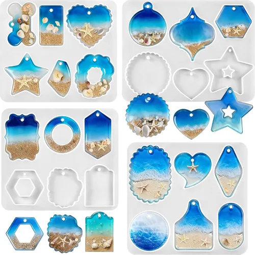 Miniatura 10 de Moldes de resina para frascos, moldes de tarro de corazón con tapa, molde de silicona de flor de rosa de amor para fundición de resina epoxi, caja