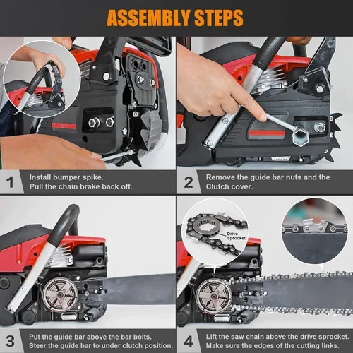 Miniatura 6 de Motosierra a gas, motosierra a gas de 58 CC y 13000 RPM, motosierra de 20 pulgadas, motosierra de 2 ciclos a gas, multifunción, resistente a