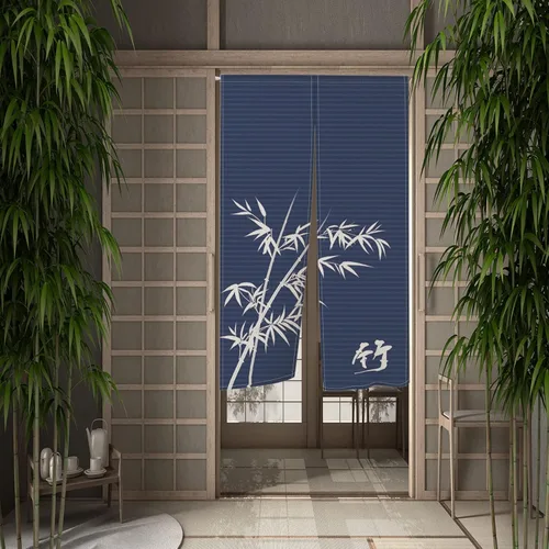 Miniatura 5 de Cortina de Puerta de Pintura Tradicional China, Bambú Azul, Noren Japonés Partición de Dormitorio Divisor de Cocina Decoración de Puerta de Baño