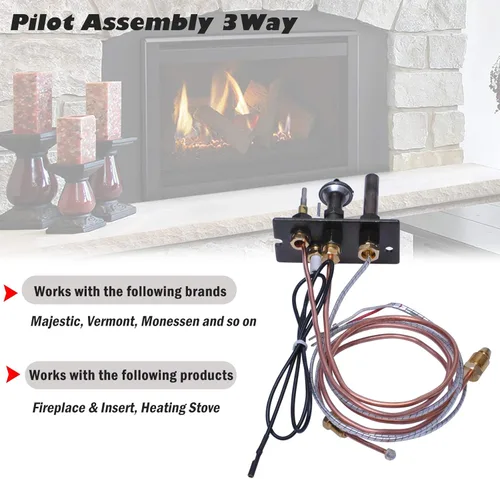 Miniatura 2 de 10002264 - Conjunto piloto SIT de gas natural propano (NG) de 3 vías compatible con HHT, Majestic, Monessen, Temco, Vermont Castings Estufas de gas